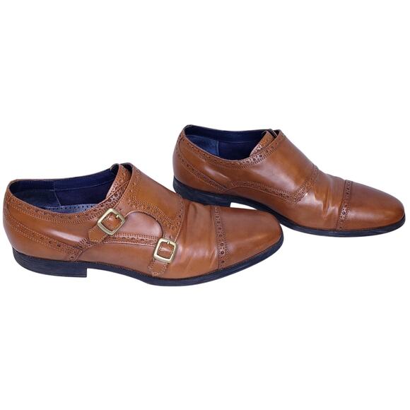 COLE HAAN Grand. OS Double Monk Strap Dress Shoes Brown Leather Men's Size 11 M - Picture 5 of 16